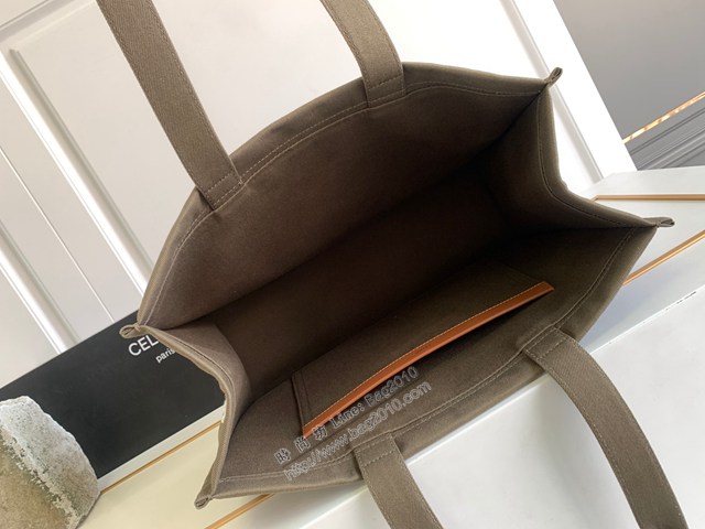 Celine專櫃Tote Cacbs2022秋冬最新系列購物包 196762 賽琳方形深褐色大號徽標logo字母托特手提包 sldj2374